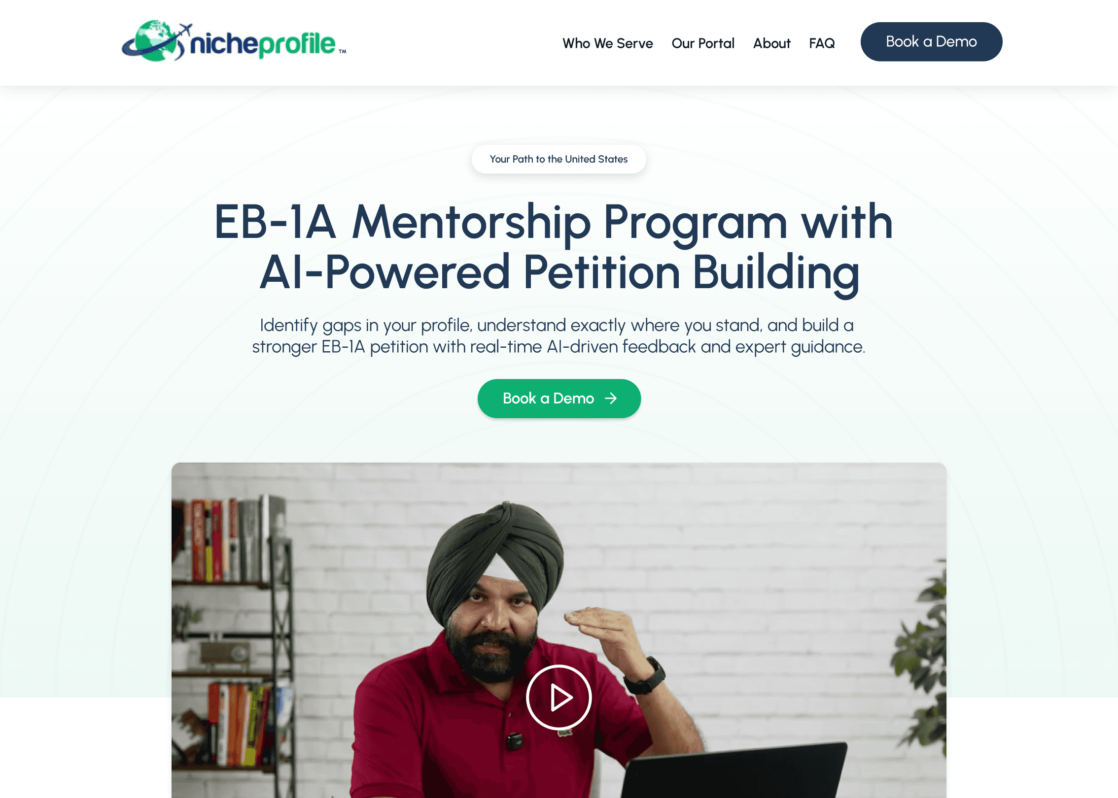 NicheProfile campaign landing page hero section