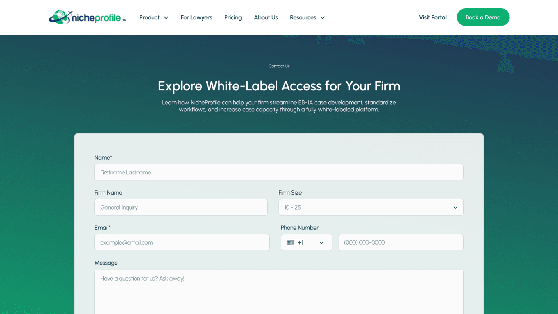 Explore White-Label Access for Your Firm contact form