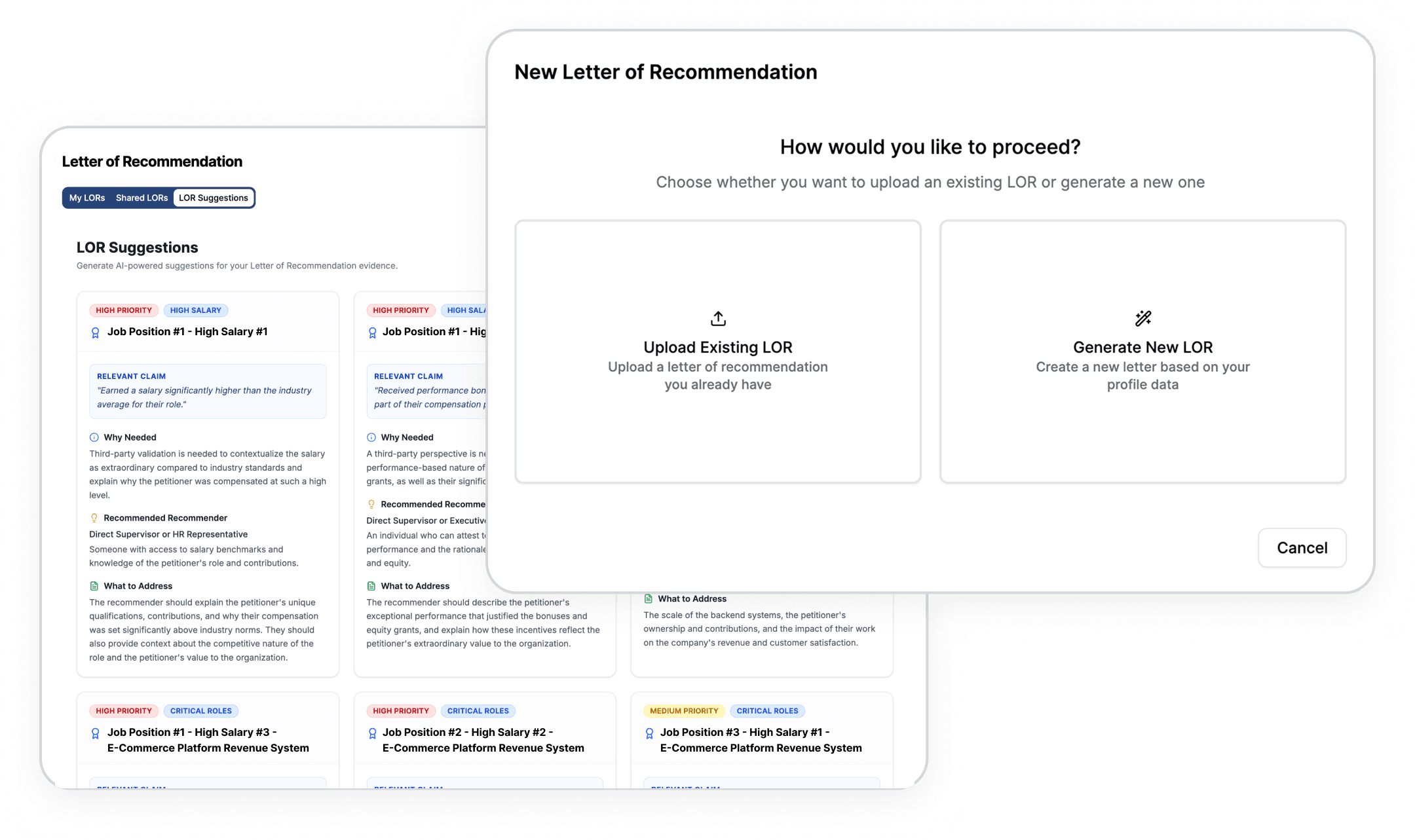 Letter of Recommendation suggestions and generation flow